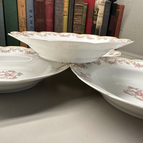 (4) Antique Haviland Limoges Rose & Vine Shallow Serving Bowl 9 " - Picture 2 of 6